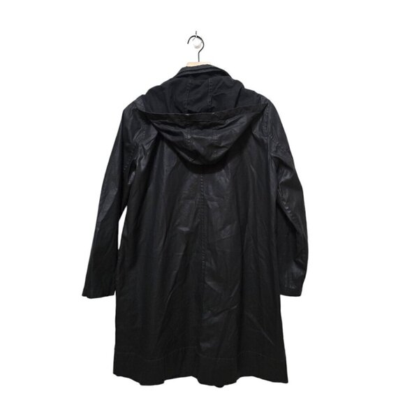 Eileen Fisher Waxed Organic Cotton Stretch Twill Hidden Hood A Line Jacket Sz S - Picture 7 of 11